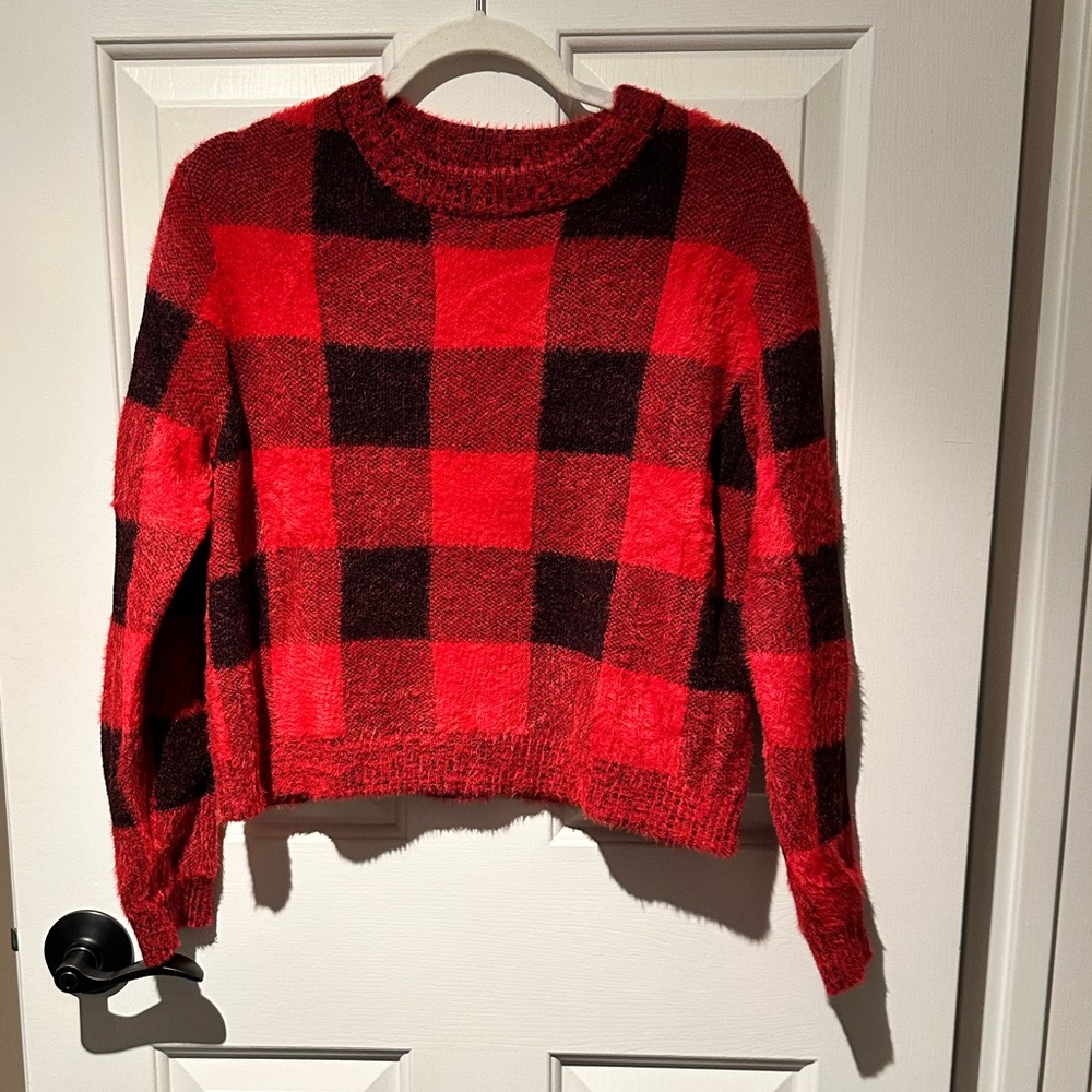 Harper Heritage Red & Black Buffalo Check Sweater. Size medium